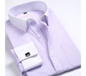 Luxury French Cuffs Men's Long Sleeved Shirts for Spring Autumn Business Social Banquets Solid Color Stripes Comfortable Fit 6XL