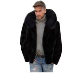 Abrigo de piel sintética con capucha para hombre Chaqueta de invierno cálida con capucha difusa
