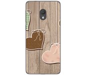 Tumundosmartphone Funda Gel Tpu para Alcatel 1C 2019 diseño Corazones Madera Dibujos