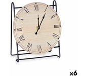Reloj de Mesa Negro Metal Madera MDF 19 x 21 x 9 cm (6 Unidades)