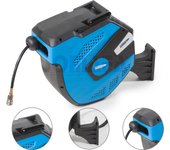 JOMAFA - Carrete de Manguera Aire Comprimido 15 m + 2 m  Conector de 1/4"  Soporte Pared 180°  7,5 x 11.5 mm  AZUL - 10096