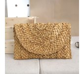 Fashion Beach Purse Women Summer Beach Bag Envelope Woven Clutch Solid Color Large Capacity Storage Bag Corn Husk Straw Hand Bag