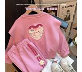 Children's Clothing Sets Love Cat Printed Tops + Pants Kids Clothes Girls Clothes Set 1 To 6 Years Kids Boutique Clothes