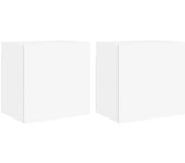 Mueble TV combinadoMuebles TV de pared 2 uds madera ingeniería blanco 40,5x30x40cm