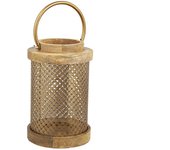 FAROL MADERA/METAL DORADO HM311013 FIJALO DECORACION