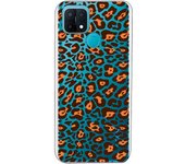 Funda compatible con Oppo A15 - Fondo leopardo marron naranja