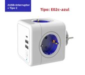 MASSFA 4 Eu AC Outlets Power Strip Multiple Cube Plug 2 USB-A Electrical Socket with Switch USB-C Surge Protector Home Adapter
