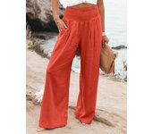 Spring and summer new women's casual pants solid color comfortable mid waist pants for women