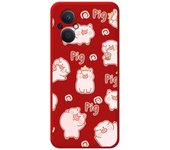 Funda Silicona Líquida Roja para Oppo Reno 8 Lite 5G diseño Cerdos Dibujos