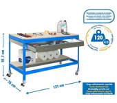 MESA DE TRABAJO SIMONWORK MOBILE BT0 BOX 1500 AZUL/MADERA 917x1510x760 ESTANTERIAS SIMON