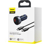 Baseus car charger set particular digital display pps qc u+c (60w c+c cable 1m) 45w black tzcckx-0g