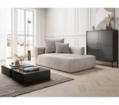 Vente-unique - Sofá cama izquierdo de terciopelo beige PINETA