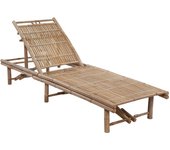 vidaXL Tumbona de jardín con cojín bambú Antracita, Gris, Crema Sillas de Exterior Ideal para jardín, playa, piscina, terraza Tumbona Piscina Tumbonas Playa Tumbonas Jardín Exterior