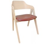 Sillón JOVY, madera de hevea, natural, similpiel color a elegir (negro o marrón).
