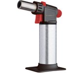 Masterclass Soplete de Gas de Cocina Recargable - Llama Ajustable - Ciseño de Metal Antideslizante - Plata/Negro/Rojo