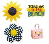 Charm Accessories for Bogg Bag - Rubber Beach Bag Accessories Charm Insert, 3pcs Flowers Dolphin Beach Totes Charm Decoration In