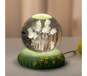 Lámpara de noche con forma de bola de cristal con forma de flor, de 2,4 pulgadas, con base que brilla en el crepúsculo, regalo creativo de cumpleaños con forma de bola de cristal para hombres, mujeres, niños, niñas y adolescentes (lirio de los valles