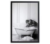 Cuadro con marco negro 40x30 baño de orangután