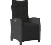 vidaXL Sillón reclinable de jardín con reposapiés ratán PE negro