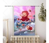 1PC P-Ponyo On Cliff By The Sea Poster Self-adhesive Art Waterproof Paper Sticker Coffee House Bar Room Wall Decor
