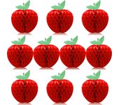 Verde - Papel Decorativo de Panal de Abeja - Bolas de Papel de Panal - Flor Bola de Papel - Fruta Colgante - Decoración Boda Fiesta Cumpleaños Vivero - Rojo - 4 Pulgadas