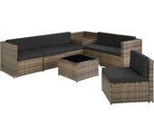 Tectake - Conjunto de muebles de ratán Verona  Con elementos que se pueden agrupar libremente  Trenzado resistente de ratán polivinílico resistente a la intemperie  Estructura estable de acero con tapas de plástico para proteger el suelo