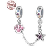 Real S925 Sterling Silver Safety Chain-Classic Cross Pendant For Original Pandora Bracelet For Women Birthday Fine Jewelry Gift