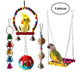 12Pcs Bird Cage Toys for Parrots Wood Birds Swing Reliable Chewable Bite Bridge Wooden Beads Shape Parrot Toy Colorful Funny Toy