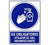 Señal 1610 plástico 345x245 es obligatorio utilizar el gel desinfectante