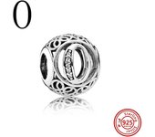 925 Sterling Silver Hollow Round A-Z 26 English Letter Alphabet DIY Beads Fit Original Pandora Charms Bracelet Fine Jewelry Gift