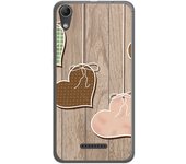 Tumundosmartphone Funda Gel Tpu para Wiko Lenny4 Diseño Corazones Madera Dibujos