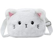 Borsa Tracolla Gatti a Forma, Borsa Tracolla Peluche Ragazza, Borsetta Bambina di Gatto a Tracolla Regolabile, Portamonete Gatto Carino per Incontri Shopping Escursionism - Bianco