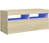 vidaXL Mueble de TV con luces LED 90x35x40 cm, Mueble de Salon, Mueble TV, Mueble TV salon, Mesa de TV, Mueble tele