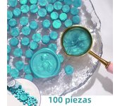 100pcs Aurora Borealis Octagonal Wax Seal Beads,Navy Blue Fiery Paint Wax Grain Glitter Polariser Stamp Sealer Wax for Letter