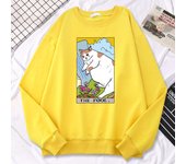 Autumn Sweatshirts For Women The Fool Sad Cat Meme Printing Hoodies Comfortable All-Math Pullovers Crewneck Loose Female Clothes