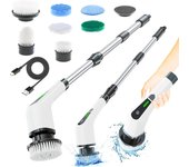 Depillador Eléctrico, Cuchillo de Limpieza inalámbrico, cabecales de Taladro, bañera y baldosa de piso 360 fregona con Mango ajustable