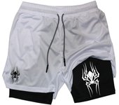 Spider Graphic 2 in 1 Compression Shorts for Men Gym Workout Running Performance Shorts with Phone Pocket Athletic Active Wear