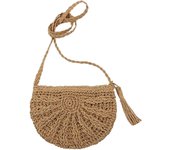 Women Straw Crossbody Purse Beach Handmade Woven Shoulder Bag with Tassels