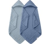 Paquete de 2 Toallas de Bebe con capucha-100 % Algodón de muselina para recien nacidos, Bebés, Niños Pequeños-Tamaños Grande de 32x32 pulgadas-Highly Absorbent y esencial para el curado del recien acid, pasta de frijoles