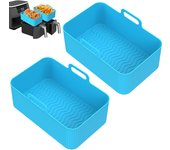 2Pcs Air Fryer Silicone Pot Air Fryer Liner Heat Resistant Air Fryer Silicone Basket Rectangle Baking Pan for Oven Microwave