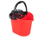 CABLEPELADO Cubo Fregona Escurrefacil, Cubo para Fregar, Cubo de Limpieza, 31,5 cm Altura x 29 cm Fondo, Cubo escurridor, Capacidad de 14 litros, Plástico PP5, Fabricado en España, Rojo y Negro