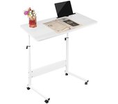 SMALLRUN  Mesa   Escritorio con Ruedas  y Panel de Madera de Partículas Mesa de Escritorio Altura Ajustable Mesa de Ordenador 60X40cm