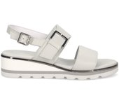 Sandalia para mujer Sangiorgio en piel gris claro con cuña baja y cómoda 2002_Ice