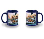 MERCHANDMANIA TAZA COLOR NEGRO RECUADRO deporte playa kayak amigos competicion color mug