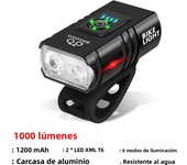 1000LM Bike Light  Headlight T6 Bicycle Flashlight LED USB Rechargeable Torch Aluminum Alloy Cycling High Beam Low Accessories