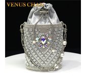 Bucket Crystal Bag Diamonds 11 Color Women Evening Bags Flower Rhinestones Egg Design Fashion Female Clutch Handbags