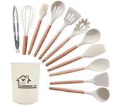 Set De Utensilios De Cocina Ecológicos De Silicona 12PCS Con Manos De Madera Antiadherentes Para Cocinar Y Hornear Herramientas De Cocina