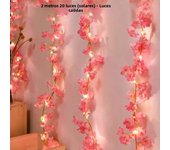 Artificial Pink Cherry Blossom Vine Lights Romantic Sakura LED Lamp String for Wedding Garden Arches Curtains Room Outdoor Decor
