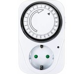 Enchufe Eléctrico Temporizador Mecánico de 24 Horas, Conmutación Cada 15 Minutos, Interruptor ON/Off, 230V 16A Blanco Extrastar