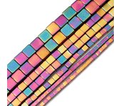 JHNBY Blue,Gold Color,Purple Square Shape Hematite 2/3/4/6MM Natural Stone Spacer Loose Beads For Jewelry Making DIY Accessories